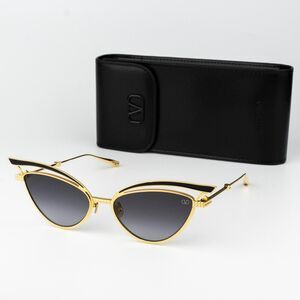 Valentino Women Sunglasses Titanium Gold Grey Cat Eye V - GLASSLINER VLS-118A-55